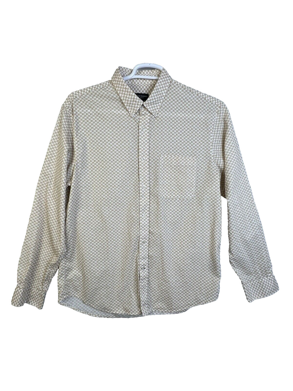 Club Monaco Button Down Shirt Men's XL Slim Fit Graphic Gold Cream Business Work